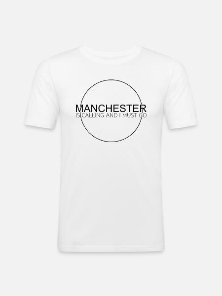 Manchester Quote - Men's Slim Fit T-Shirt - white