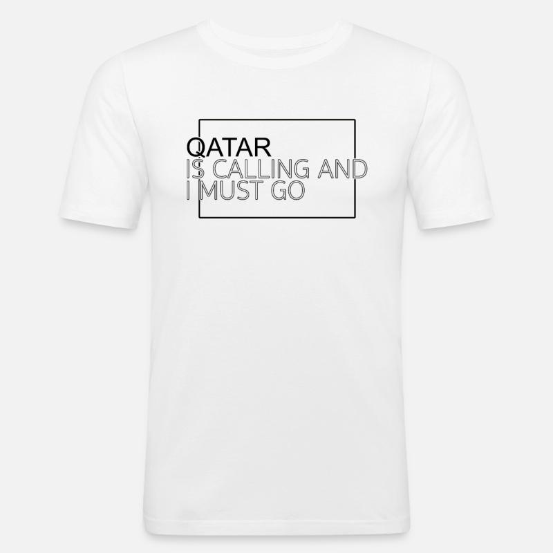 Katar Spruch - Männer Slim Fit T-Shirt - Weiß