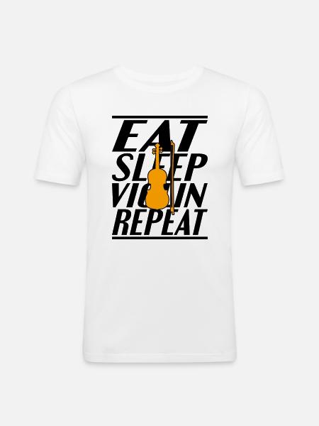 Eating Sleeping Violin - Men's Slim Fit T-Shirt - white