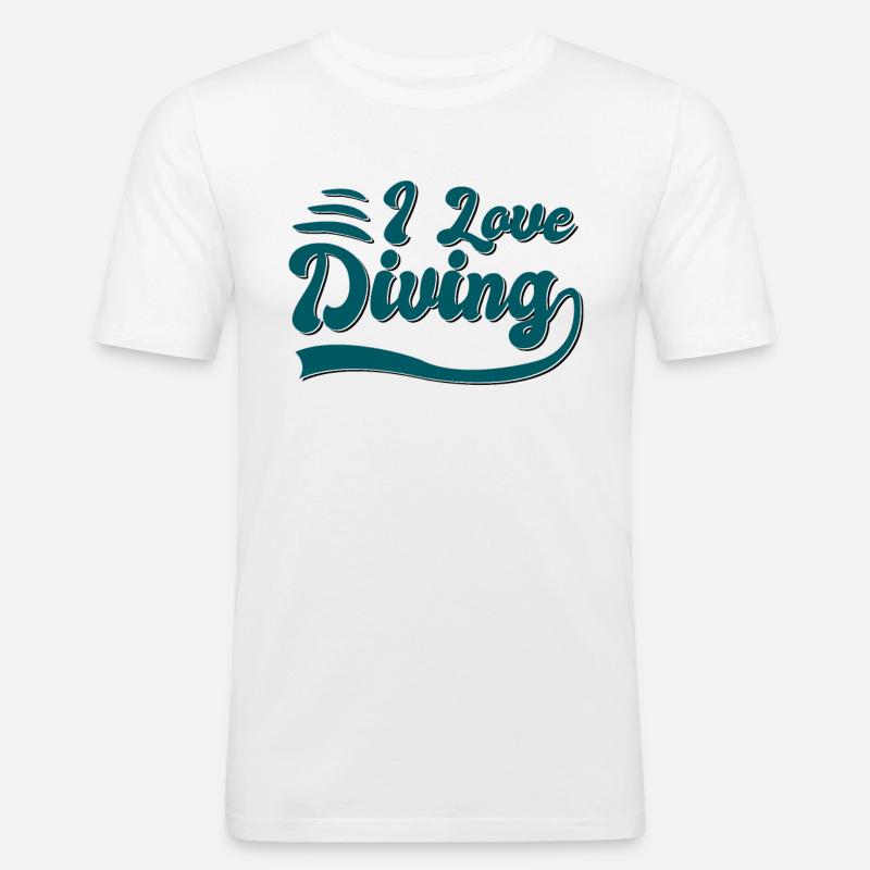 Ich liebe tauchen - Männer Slim Fit T-Shirt - Weiß