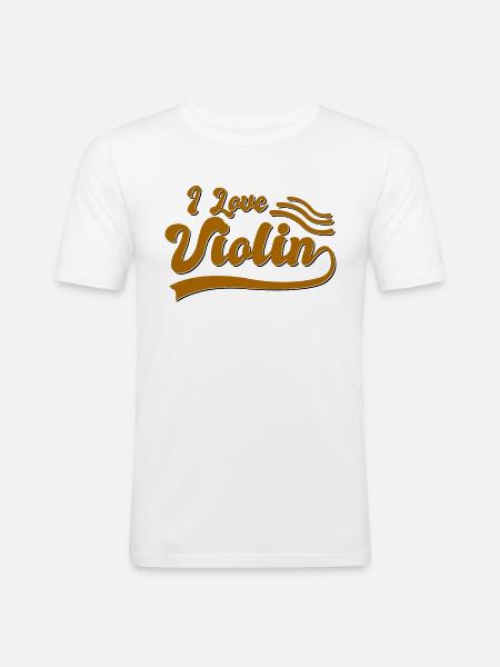 I love violin - Männer Slim Fit T-Shirt - Weiß