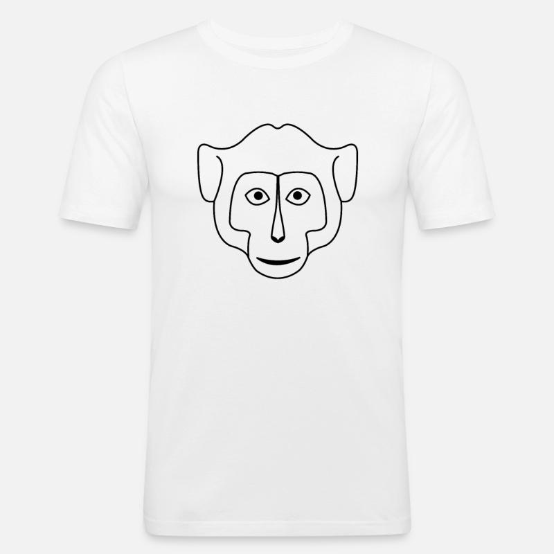 Affe Affengesicht Zeichnung - Männer Slim Fit T-Shirt - Weiß