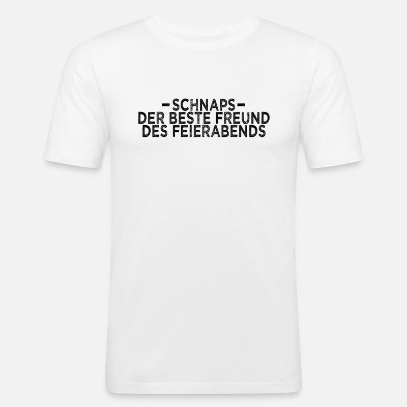 Schnaps Feierabend Spruch - Männer Slim Fit T-Shirt - Weiß
