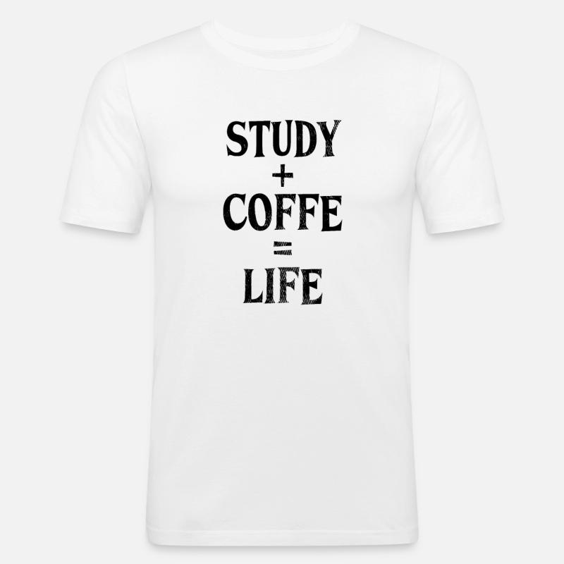 Studieren und Kaffee - Männer Slim Fit T-Shirt - Weiß