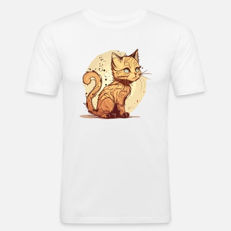 Katze im comic style - Männer Slim Fit T-Shirt - Weiß