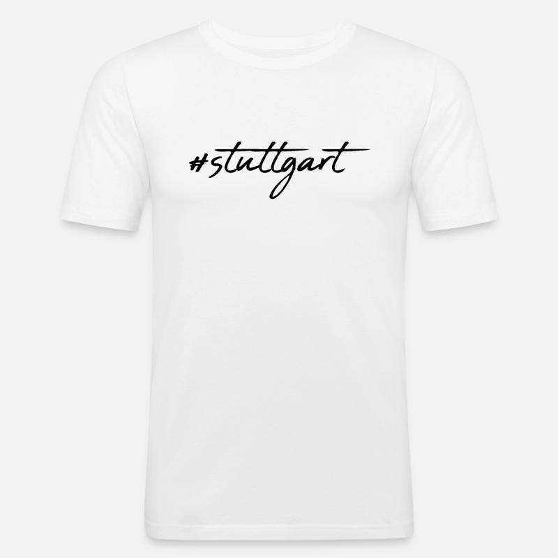 Stuttgart - Männer Slim Fit T-Shirt - Weiß