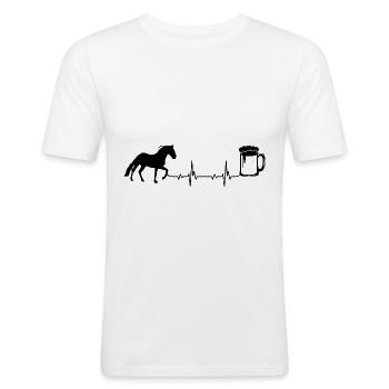 Heartbeat Bier und Pferd - (3) - Männer Slim Fit T-Shirt - Weiß - Vorne - Nik (191cm)