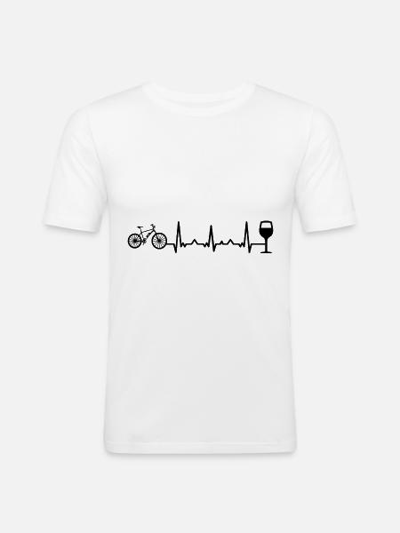 Heartbeat Wine and Ebike - - Men's Slim Fit T-Shirt - white