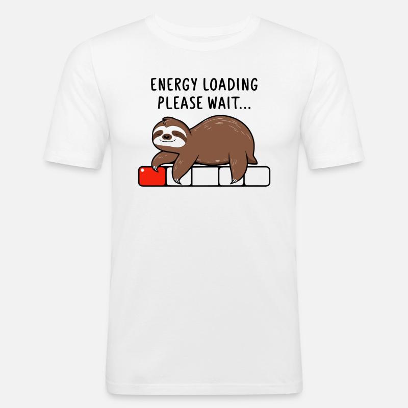 Faultier Energy Loading Please Wait - Männer Slim Fit T-Shirt - Weiß