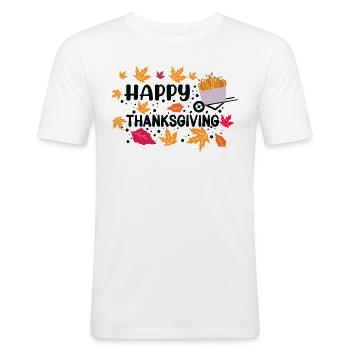 Joyeux Thanksgiving - T-shirt près du corps Homme - blanc - Devant - Nik (191cm)