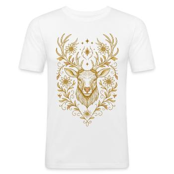 Edler Hirschkopf - Volksfest & Waldliebe - Männer Slim Fit T-Shirt - Weiß - Vorne - Nik (191cm)