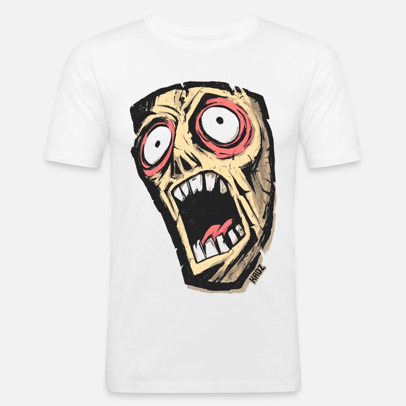 Psychedelic Screaming Skull - Men's Slim Fit T-Shirt - white