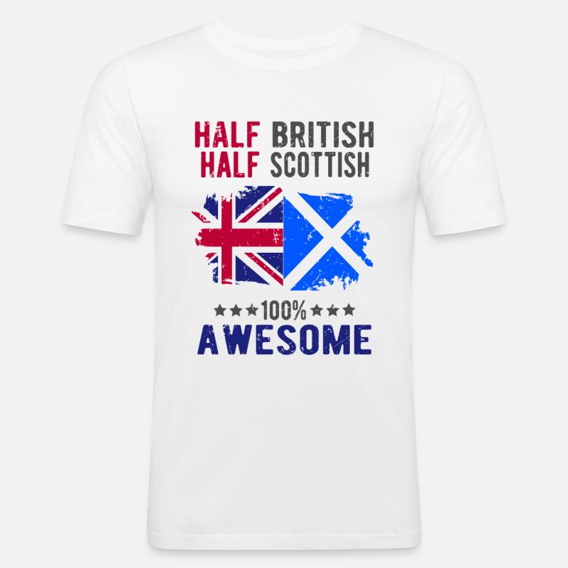 Halb Brite Halb Schotte - Männer Slim Fit T-Shirt - Weiß