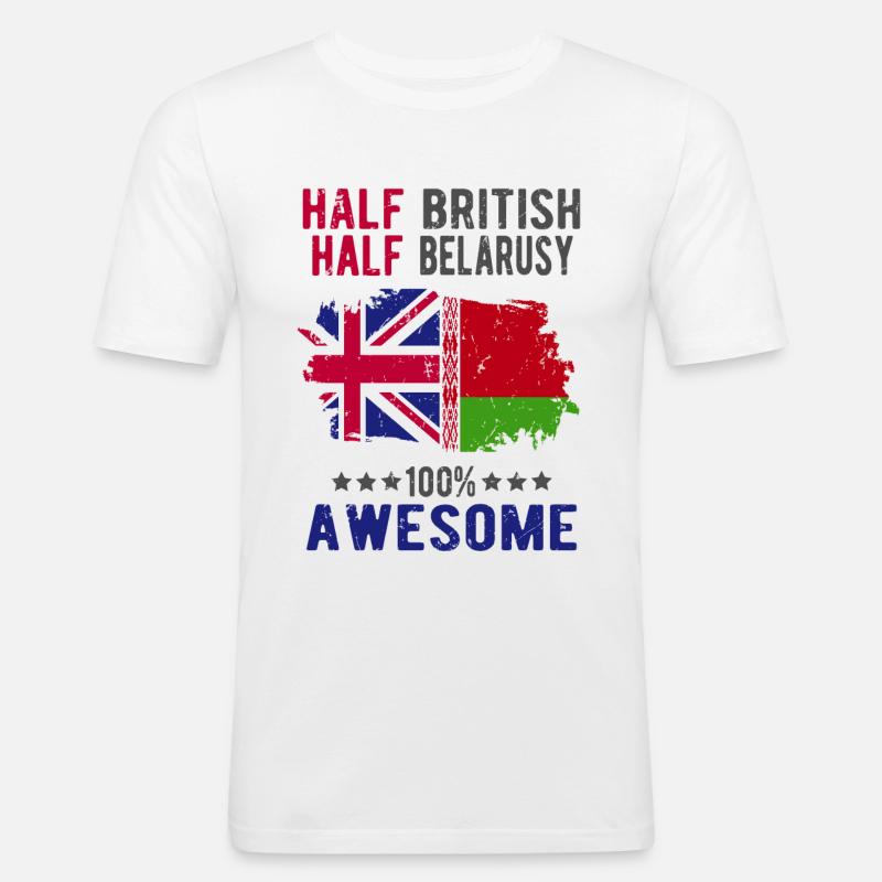 Half British Half Belarusian - Men's Slim Fit T-Shirt - white