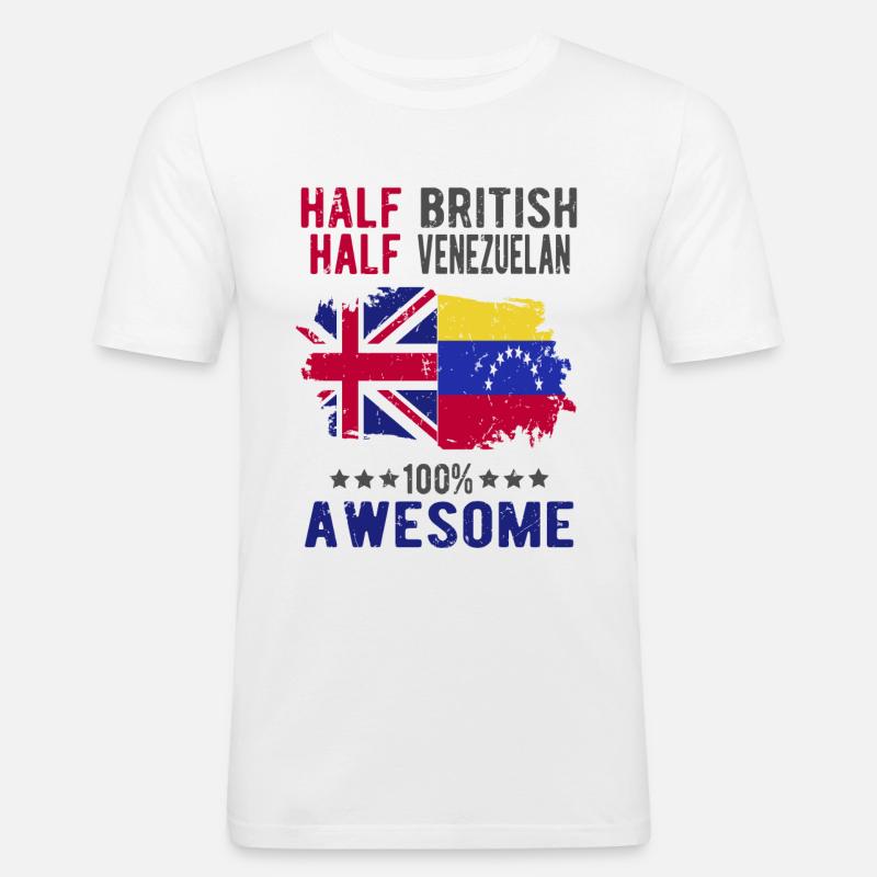 Halb Brite Halb Venezolaner - Männer Slim Fit T-Shirt - Weiß