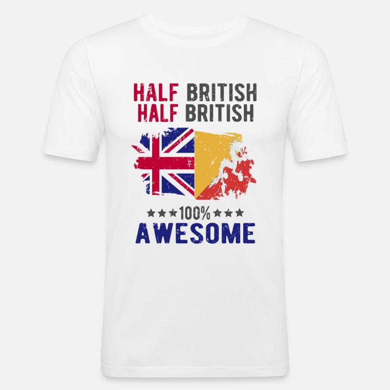 Halb Brite Halb Brite - Männer Slim Fit T-Shirt - Weiß