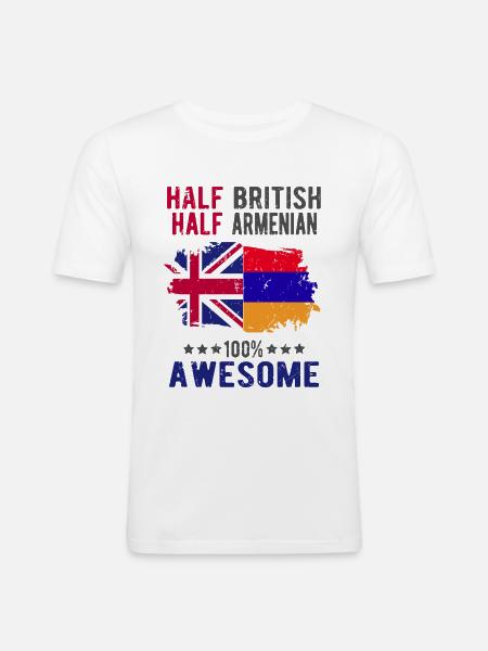 Half British Half Armenian - Men's Slim Fit T-Shirt - white