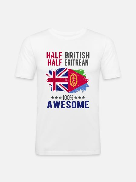 Moitié britannique moitié érythréen - T-shirt près du corps Homme - blanc