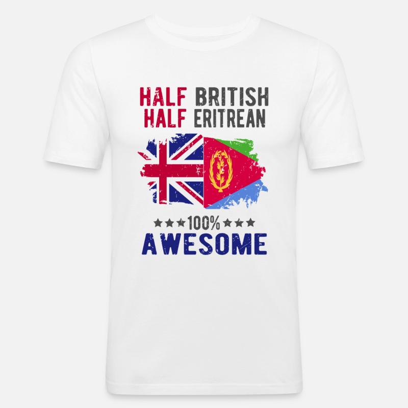 Halb Brite Halb Eritreer - Männer Slim Fit T-Shirt - Weiß