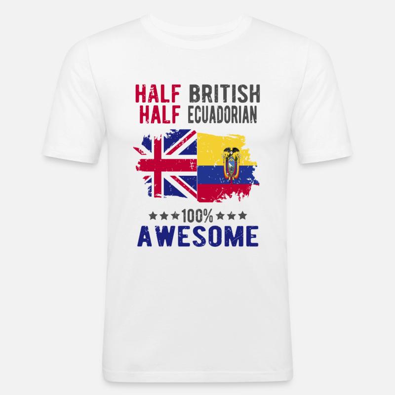 Halb Brite Halb Ecuadorianer - Männer Slim Fit T-Shirt - Weiß