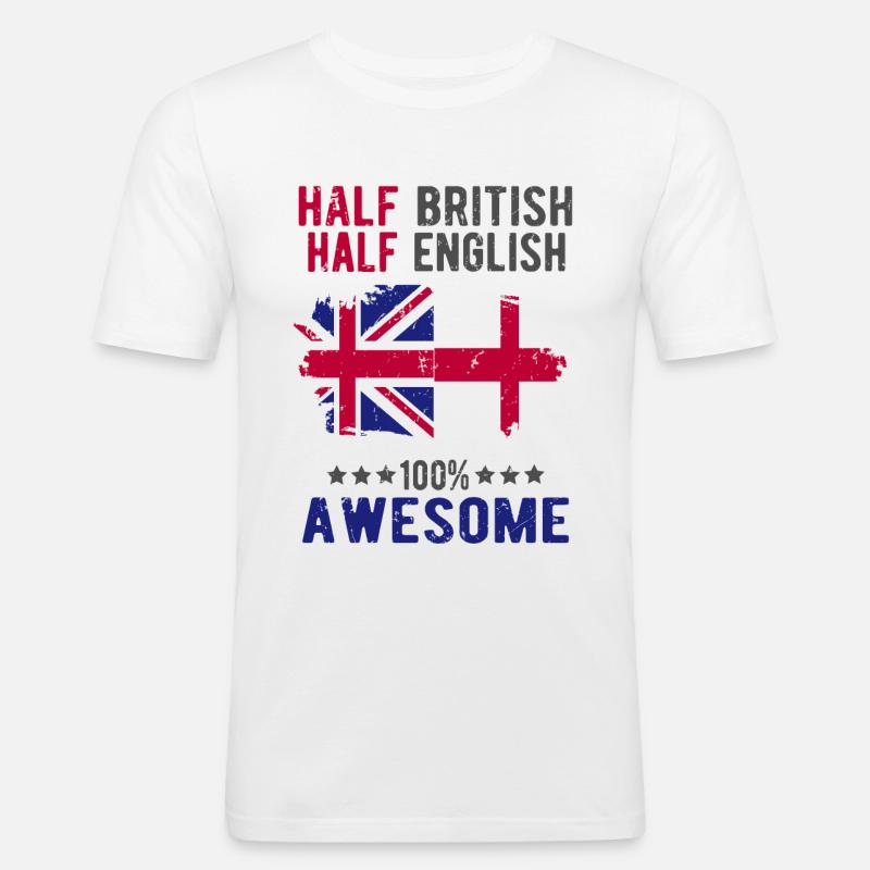 Half British Half English - Men's Slim Fit T-Shirt - white
