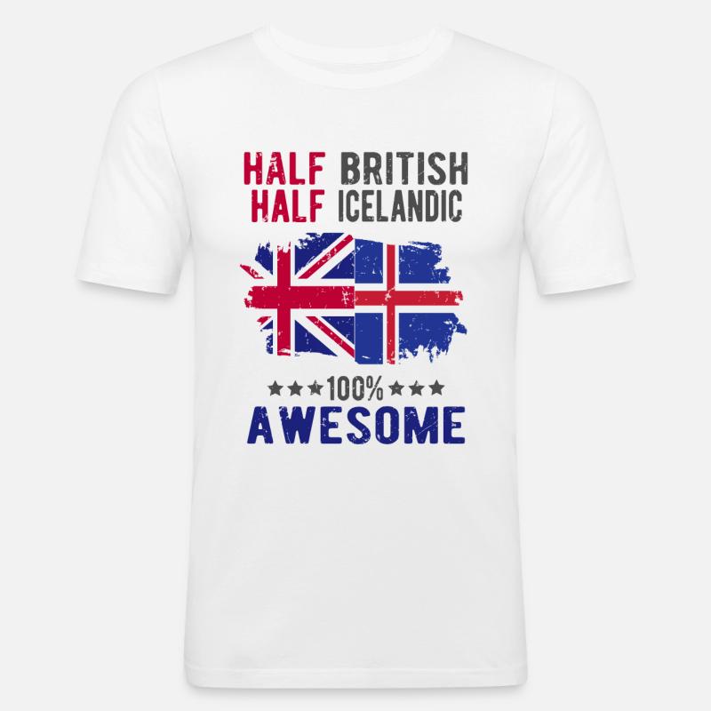Half British Half Icelander - Men's Slim Fit T-Shirt - white