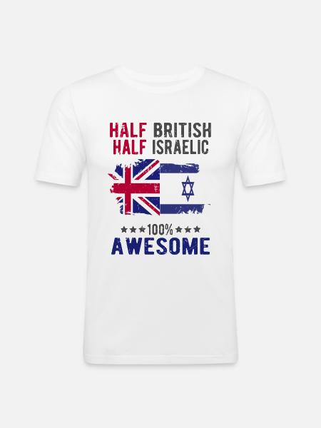 Half British Half Isreali - Men's Slim Fit T-Shirt - white