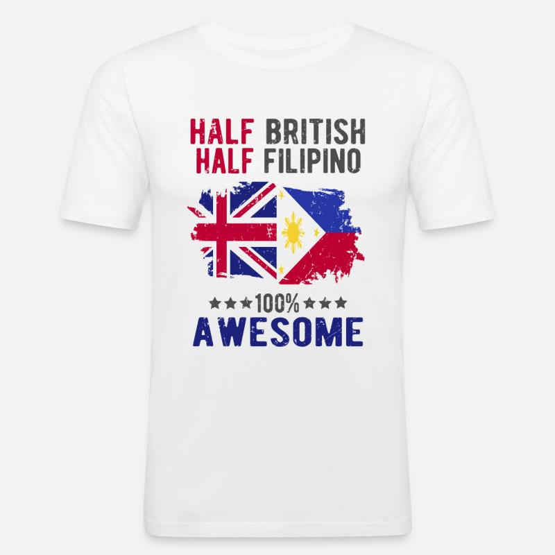 Halb Brite Halb Philippiner - Männer Slim Fit T-Shirt - Weiß