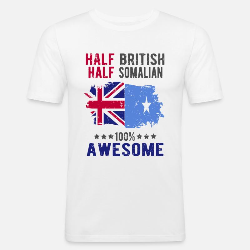 Halb Brite Halb Somalier - Männer Slim Fit T-Shirt - Weiß