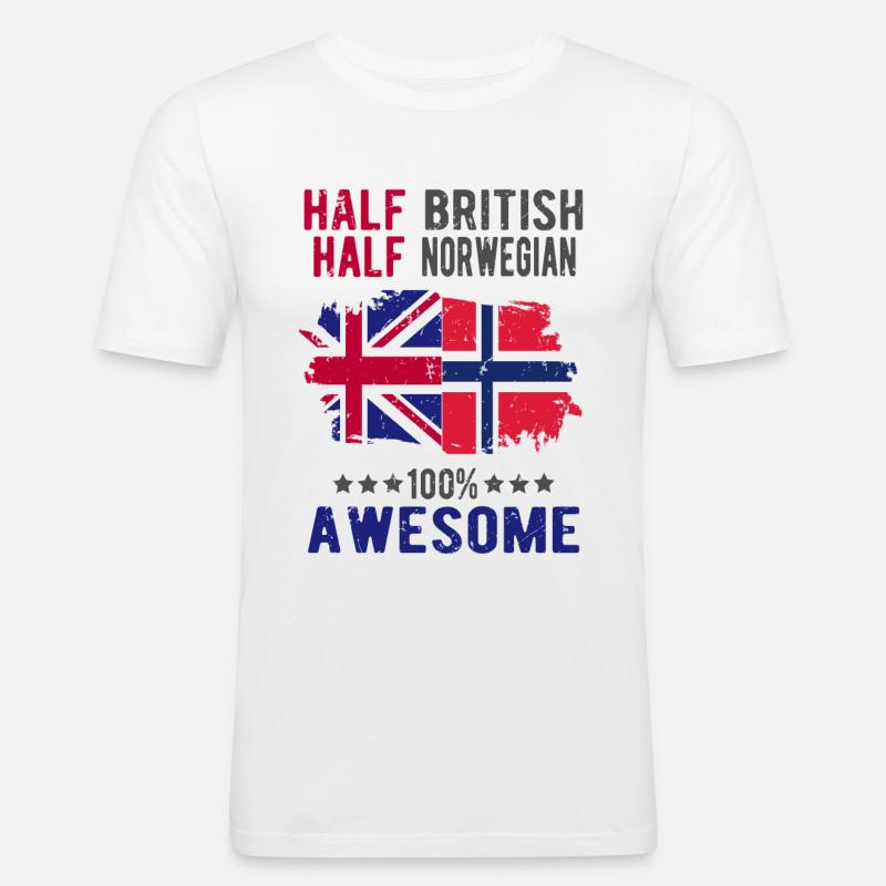Halb Brite Halb Norweger - Männer Slim Fit T-Shirt - Weiß