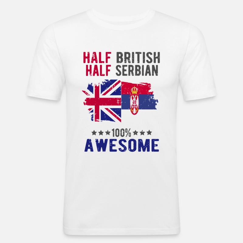 Halb Brite Halb Serbier - Männer Slim Fit T-Shirt - Weiß