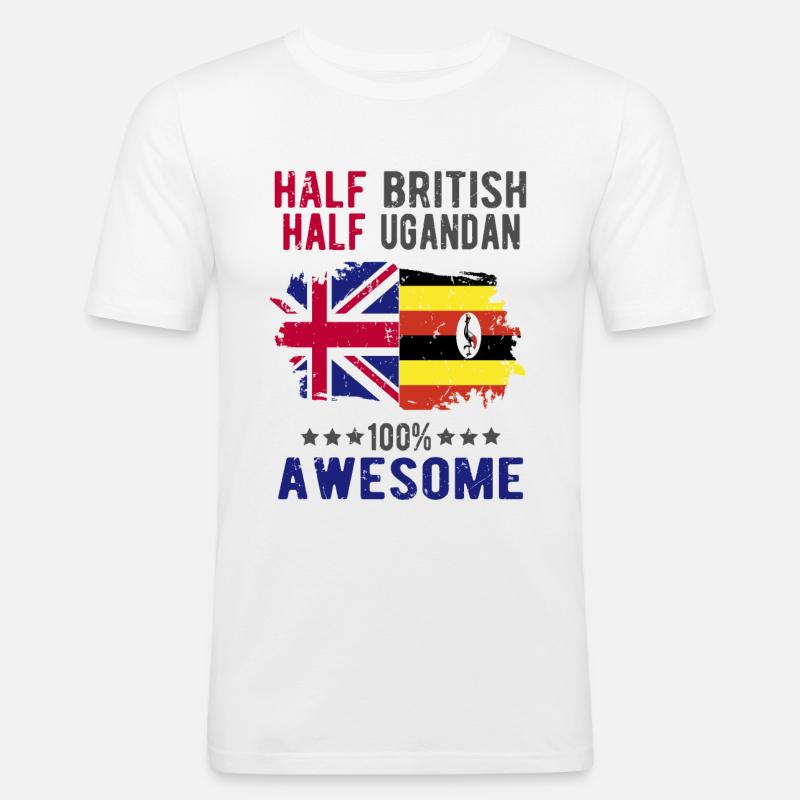 Halb Brite Halb Ugander - Männer Slim Fit T-Shirt - Weiß