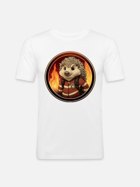 Hérisson pompier - T-shirt près du corps Homme - blanc