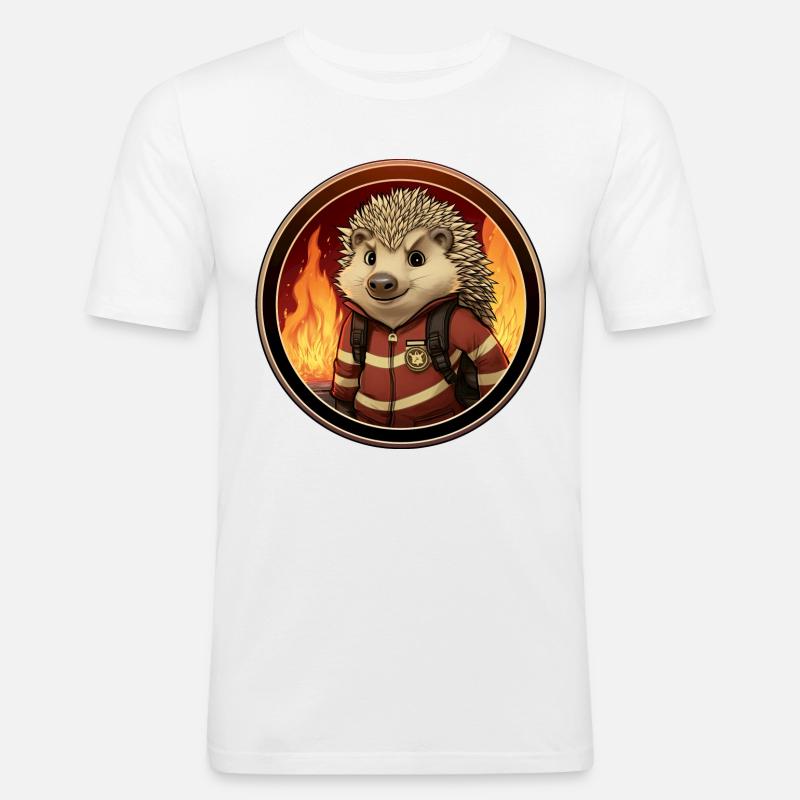 Hérisson pompier - T-shirt près du corps Homme - blanc