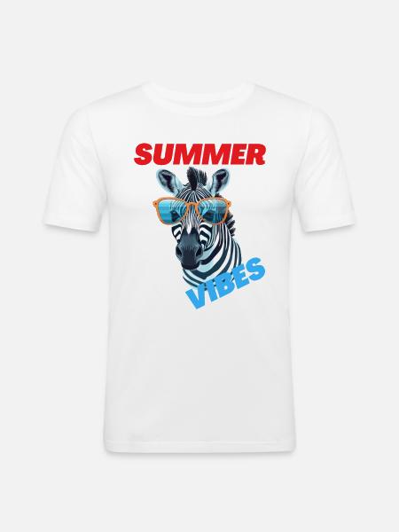 SUMMER VIBES - Männer Slim Fit T-Shirt - Weiß