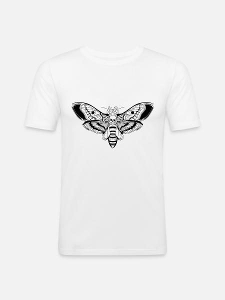 Death-Head-Moth / Tattoo Style - Männer Slim Fit T-Shirt - Weiß