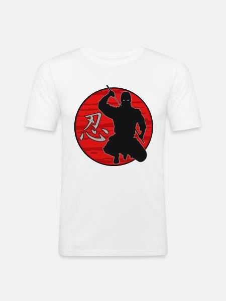 Ninja Shinobi - Männer Slim Fit T-Shirt - Weiß
