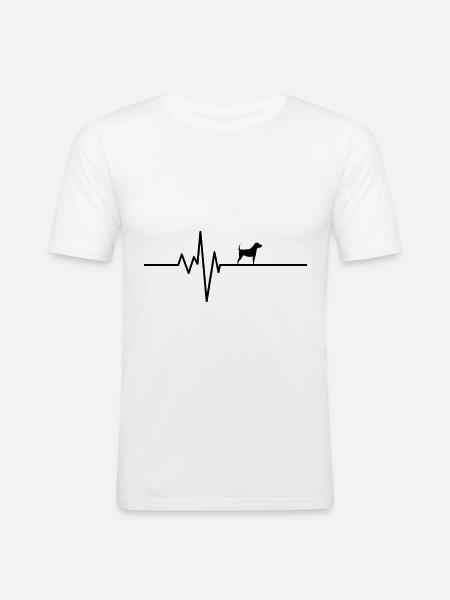 Chien de battement de coeur Chien de battement de coeur - T-shirt près du corps Homme - blanc