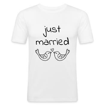 just married - T-shirt près du corps Homme - blanc - Devant - Nik (191cm)