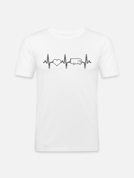 Wohnmobil Campen Herzschlag - Männer Slim Fit T-Shirt - Weiß