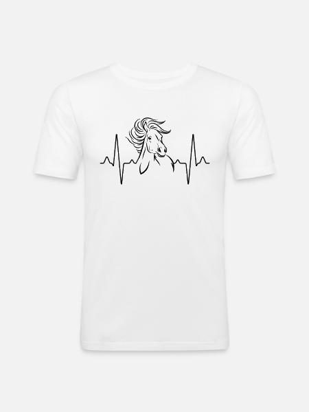 Pferd Herzschlag - Männer Slim Fit T-Shirt - Weiß