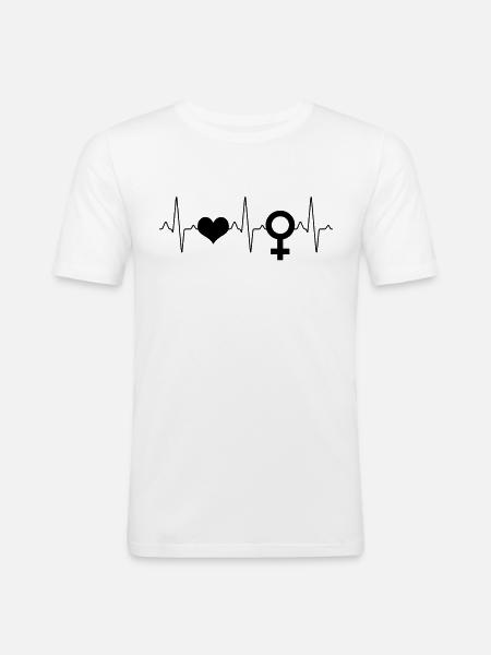 Woman's symbol heartbeat - Men's Slim Fit T-Shirt - white