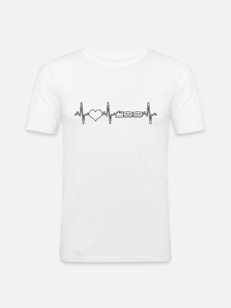 Zug Look Herzschlag - Männer Slim Fit T-Shirt - Weiß