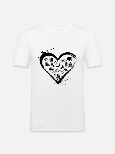 Abenteiher im Herzen - - Männer Slim Fit T-Shirt - Weiß