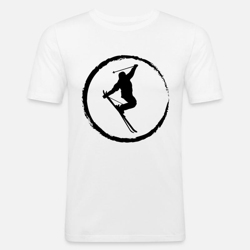 Cricle and Skiing - (2) - Männer Slim Fit T-Shirt - Weiß