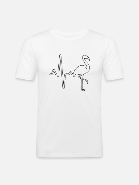 Flamingo Heartbeat - Men's Slim Fit T-Shirt - white