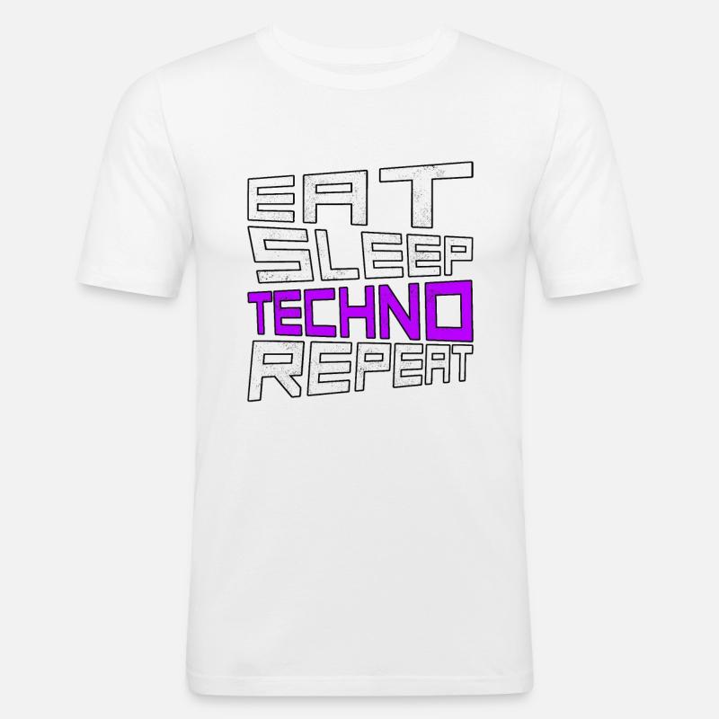manger du sommeil techno répéter - T-shirt près du corps Homme - blanc