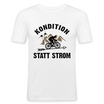 KONDITION STATT STROM - - Männer Slim Fit T-Shirt - Weiß - Vorne - Nik (191cm)