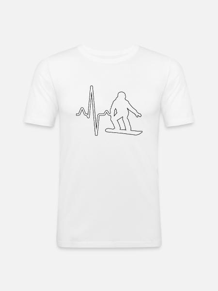 Snowboarding Heartbeat - Men's Slim Fit T-Shirt - white