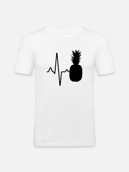Ananas Herzschlag - Männer Slim Fit T-Shirt - Weiß